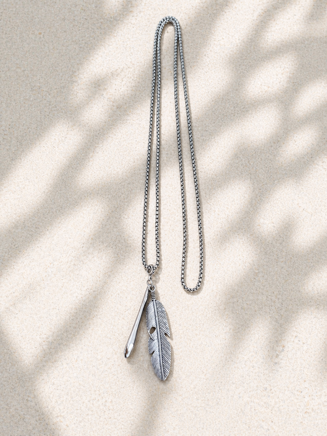 Single Silver Feather Necklace