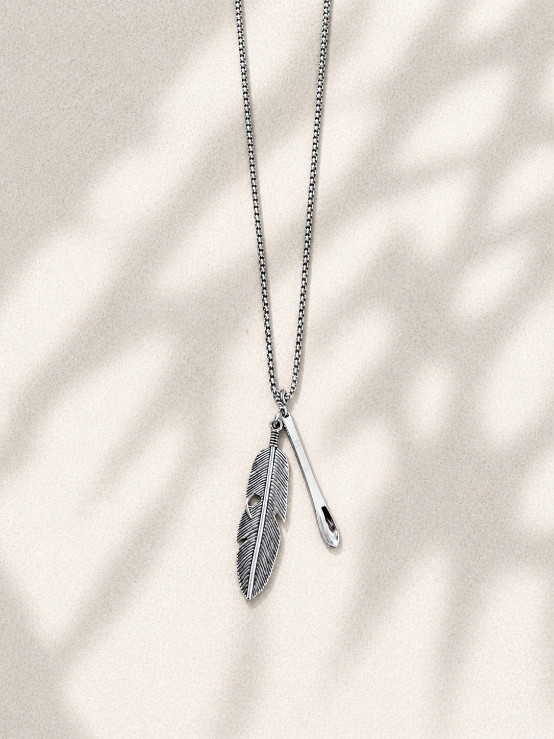 Single Silver Feather Necklace