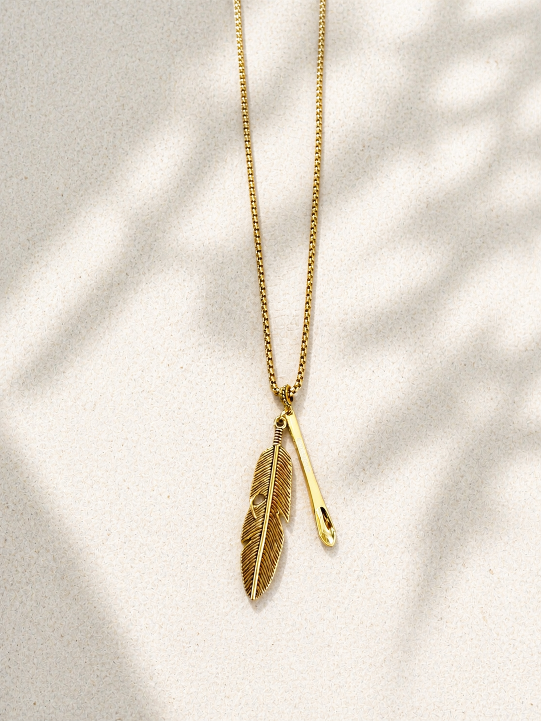 Single Gold Feather Necklace