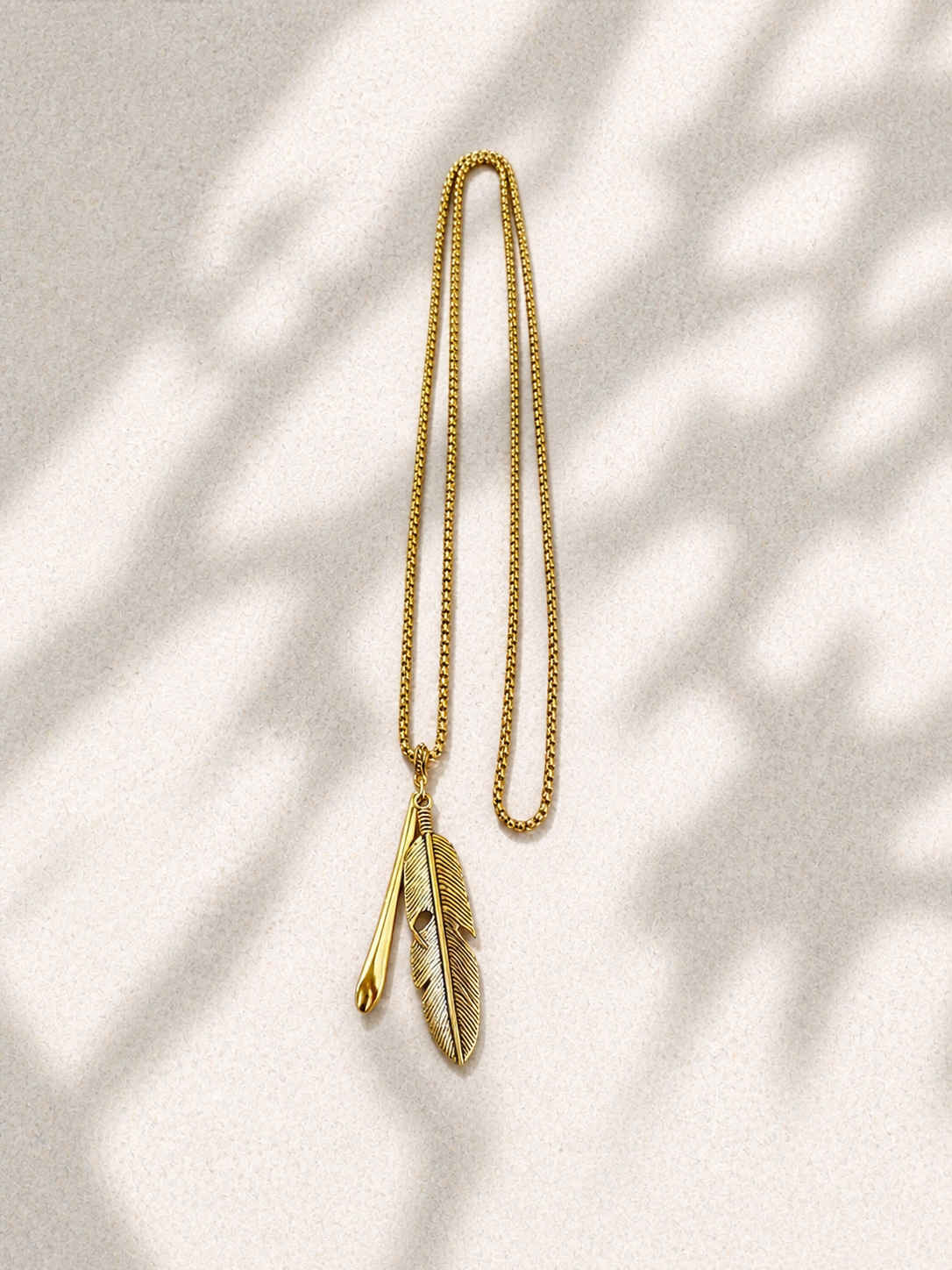 Single Gold Feather Necklace